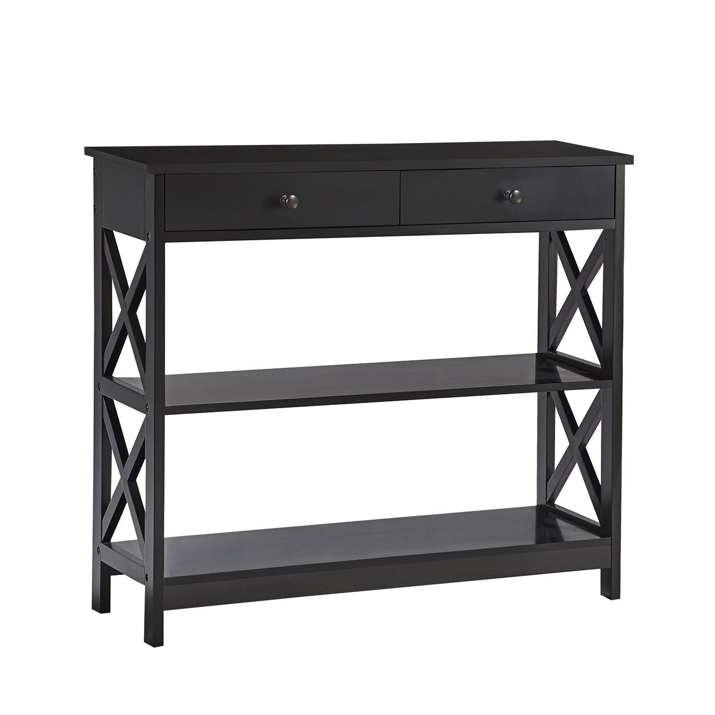 Sarantino Eloise Cross Console Table - Black