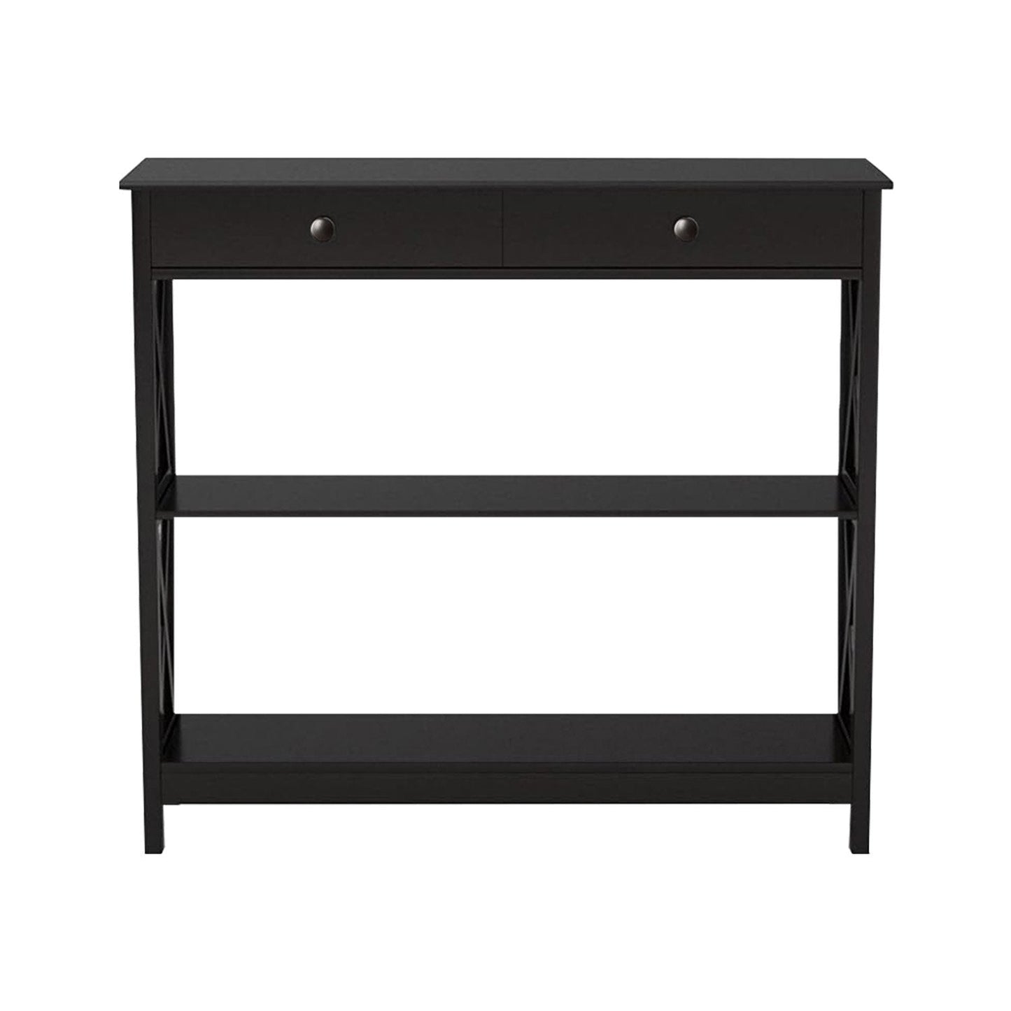 Sarantino Eloise Cross Console Table - Black