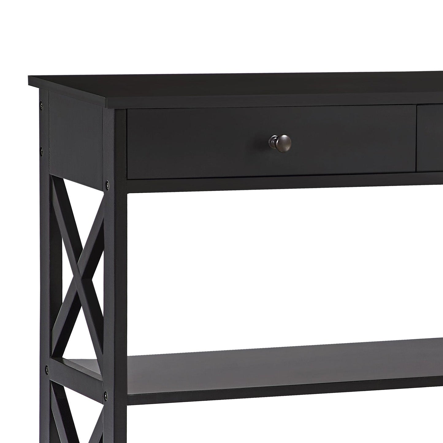 Sarantino Eloise Cross Console Table - Black