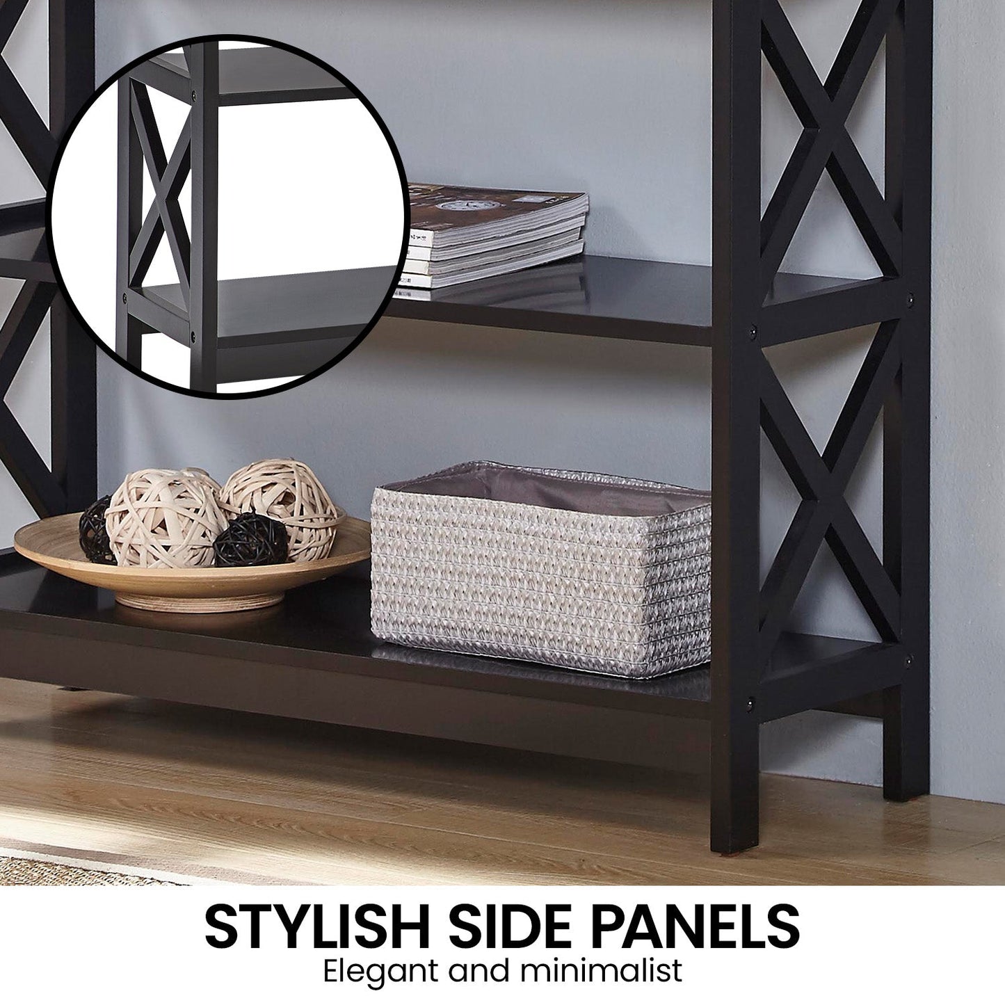 Sarantino Eloise Cross Console Table - Black