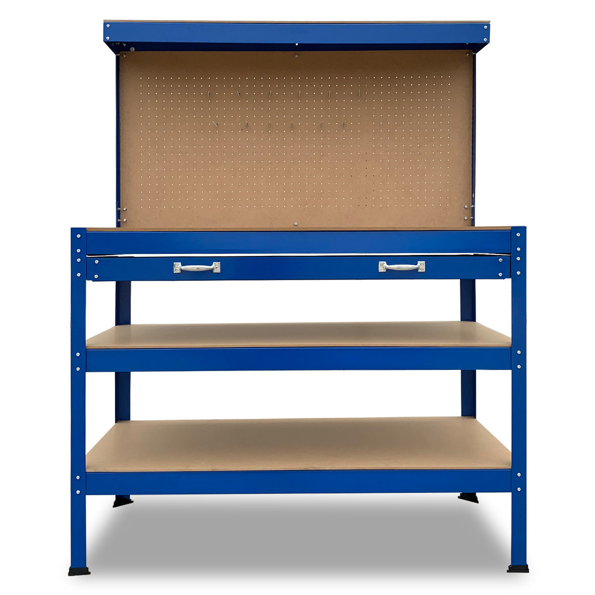3-Layered Work Bench Garage Storage Table Tool Shop Shelf Blue