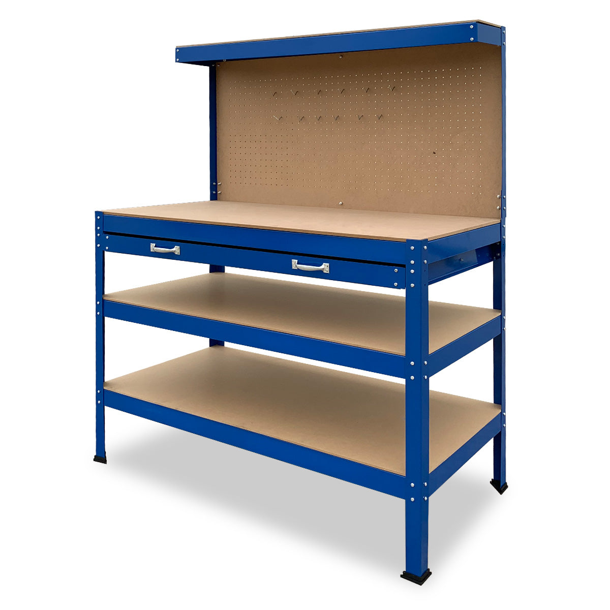 3-Layered Work Bench Garage Storage Table Tool Shop Shelf Blue