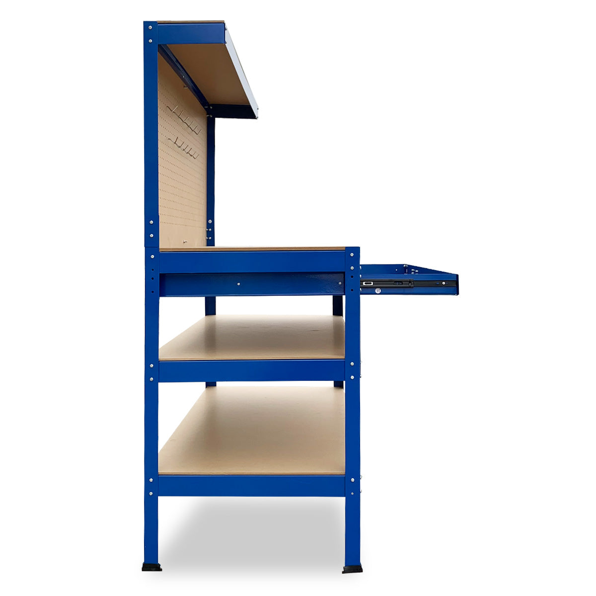 3-Layered Work Bench Garage Storage Table Tool Shop Shelf Blue