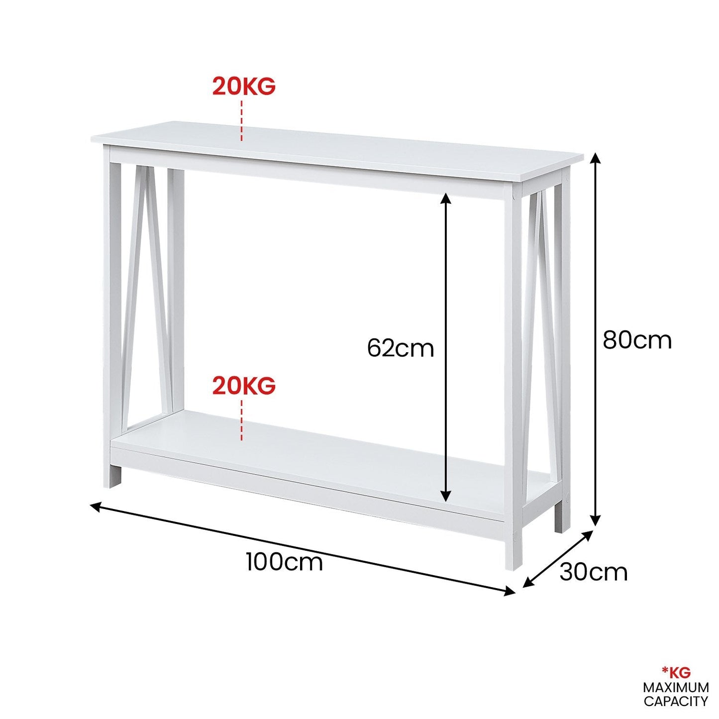 Sarantino Grace A-Frame Console Table - White