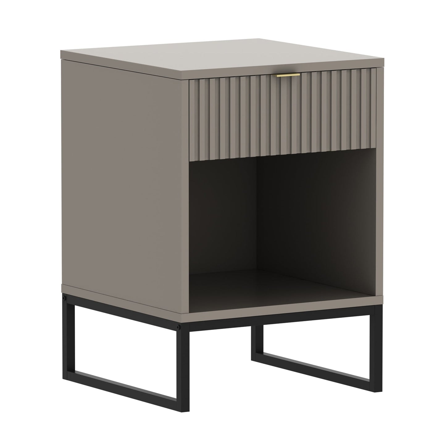Sarantino Elton Fluted Bedside Table - Grey