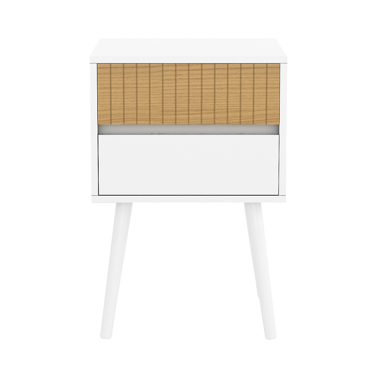 Sarantino Clio Bedside Table Night Stand - White Natural