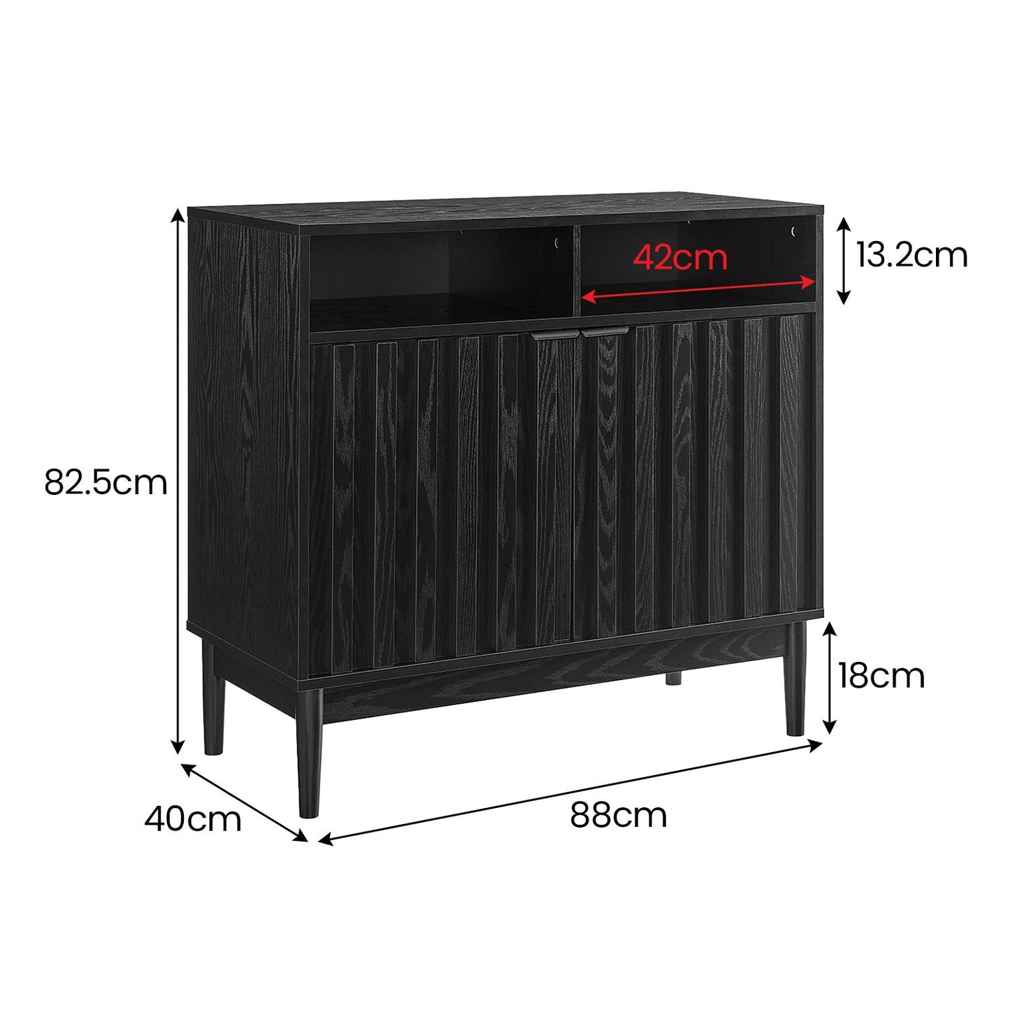 Sarantino Eleni 2-Door Sideboard Buffet Hallway Cabinet Storage Console Cupboard in Black
