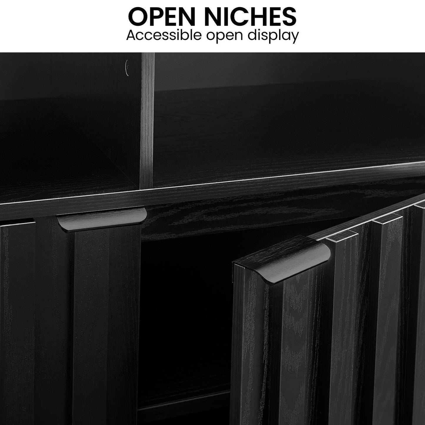 Sarantino Eleni 2-Door Sideboard Buffet Hallway Cabinet Storage Console Cupboard in Black
