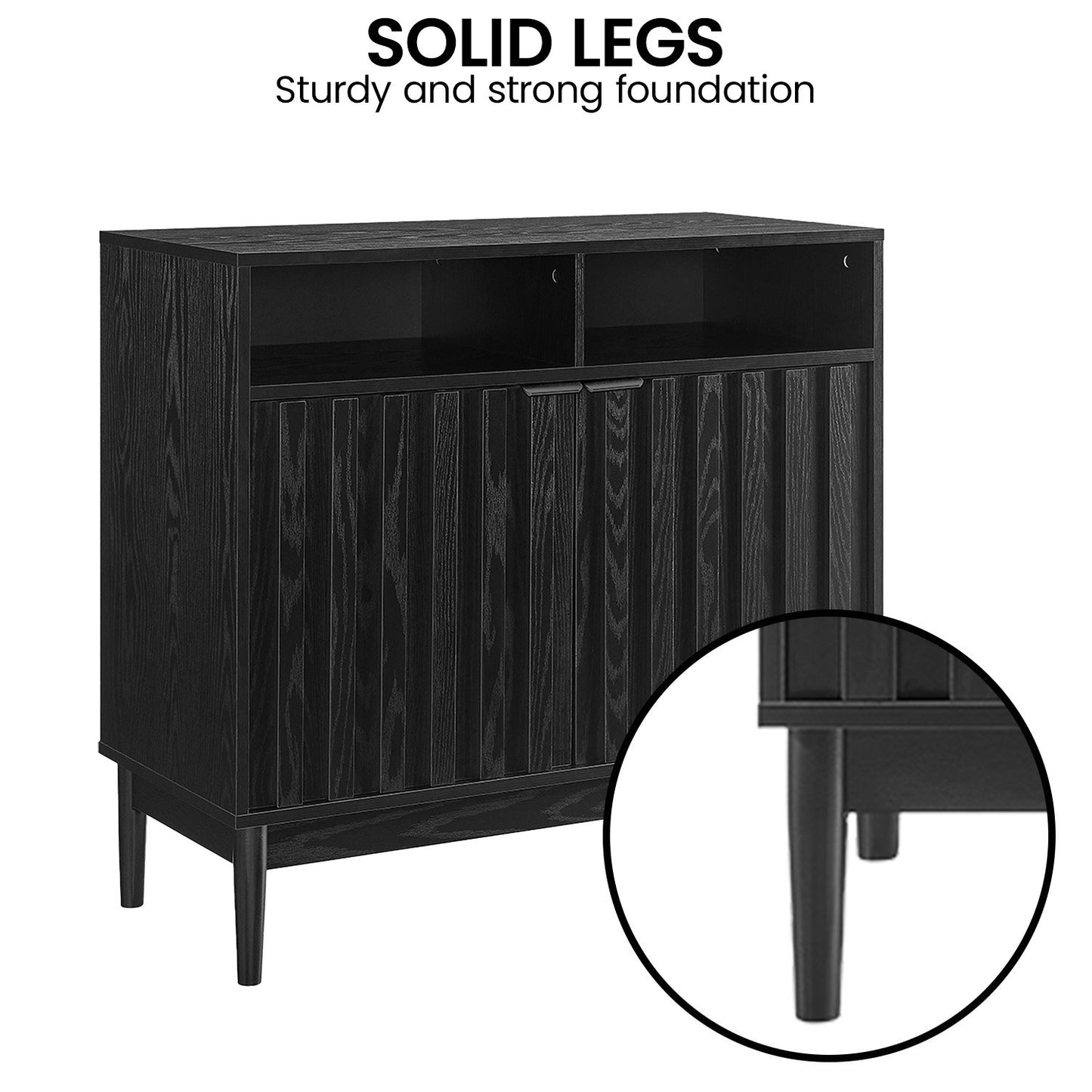 Sarantino Eleni 2-Door Sideboard Buffet Hallway Cabinet Storage Console Cupboard in Black