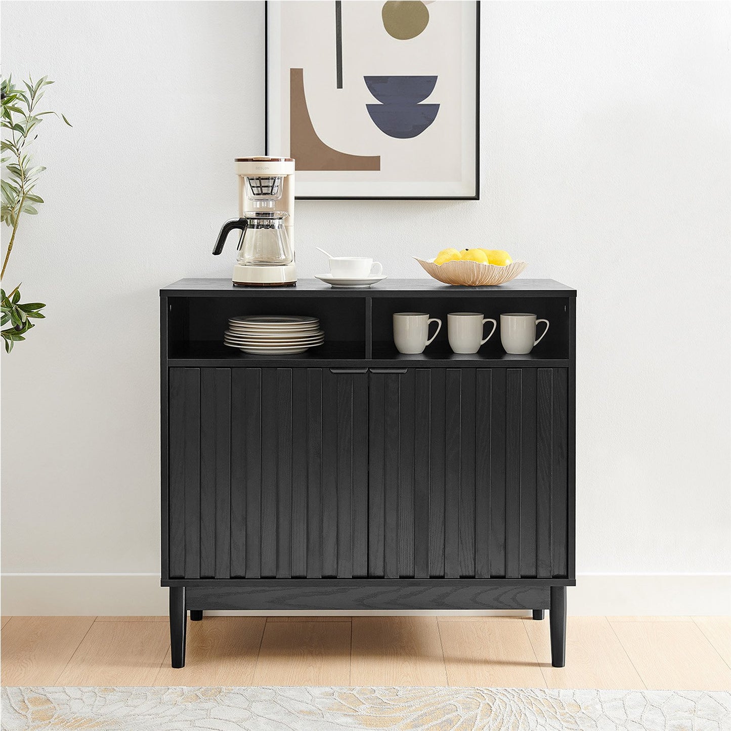 Sarantino Eleni 2-Door Sideboard Buffet Hallway Cabinet Storage Console Cupboard in Black