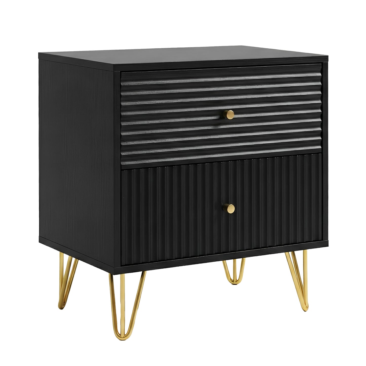 Sarantino Diego Bedside Table Night Stand with 2 Drawers - Black
