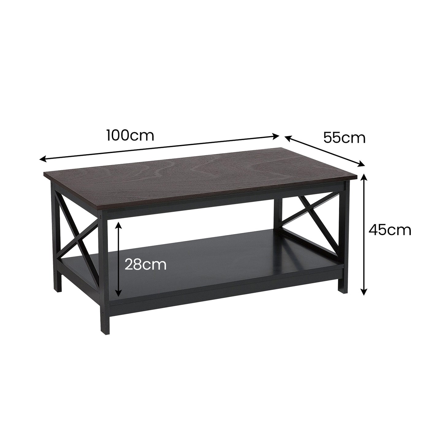Sarantino Irene Black Cross Coffee Table