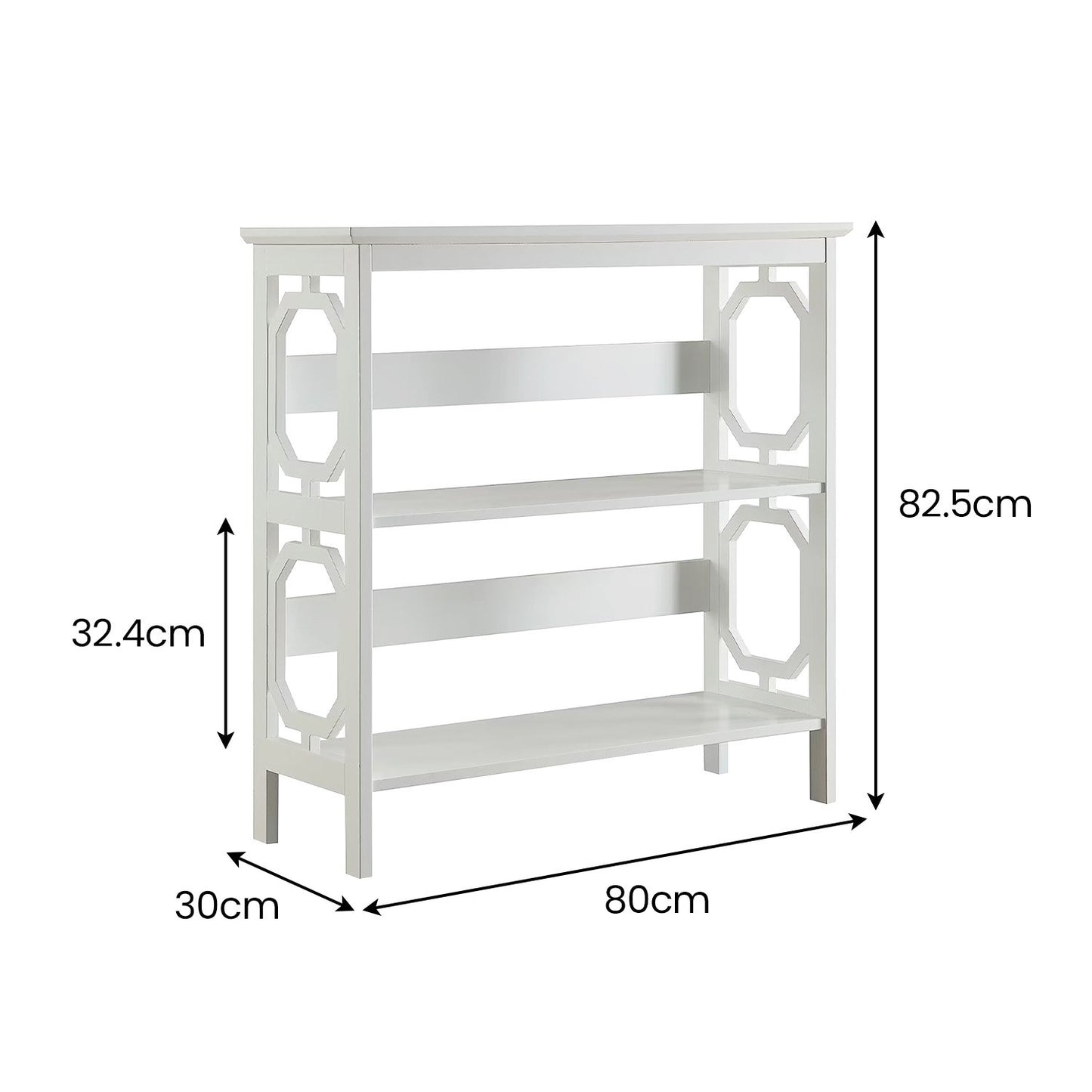 SSarantino Laurel 3-Tier Bookshelf Display Rack in White
