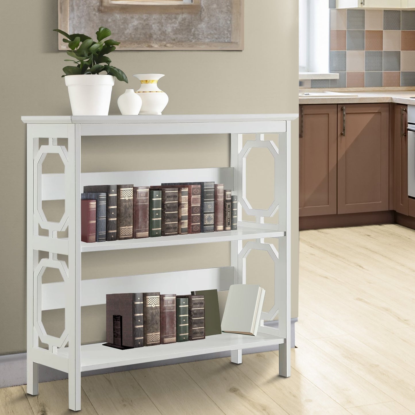 SSarantino Laurel 3-Tier Bookshelf Display Rack in White