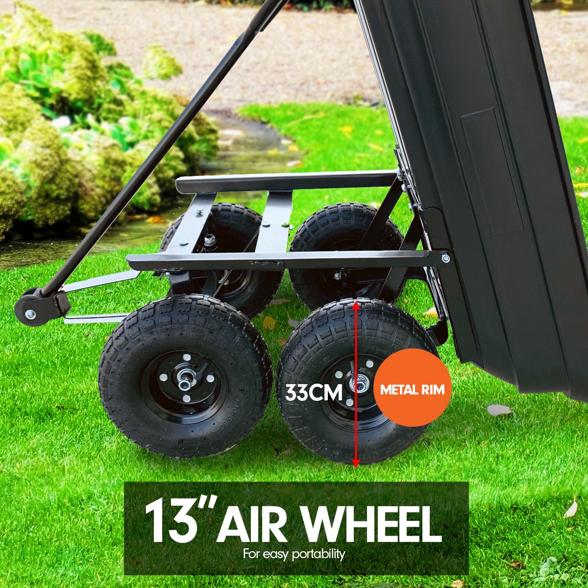 Garden Dump Cart Dumper Wagon Carrier Wheel Barrow 125L