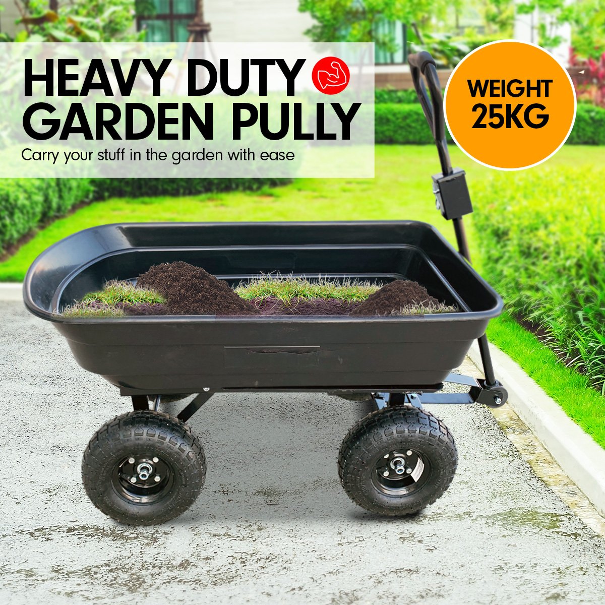 Garden Dump Cart Dumper Wagon Carrier Wheel Barrow 125L