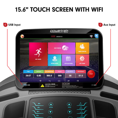 Powertrain V1100 Treadmill with Wifi Touch Screen & Incline