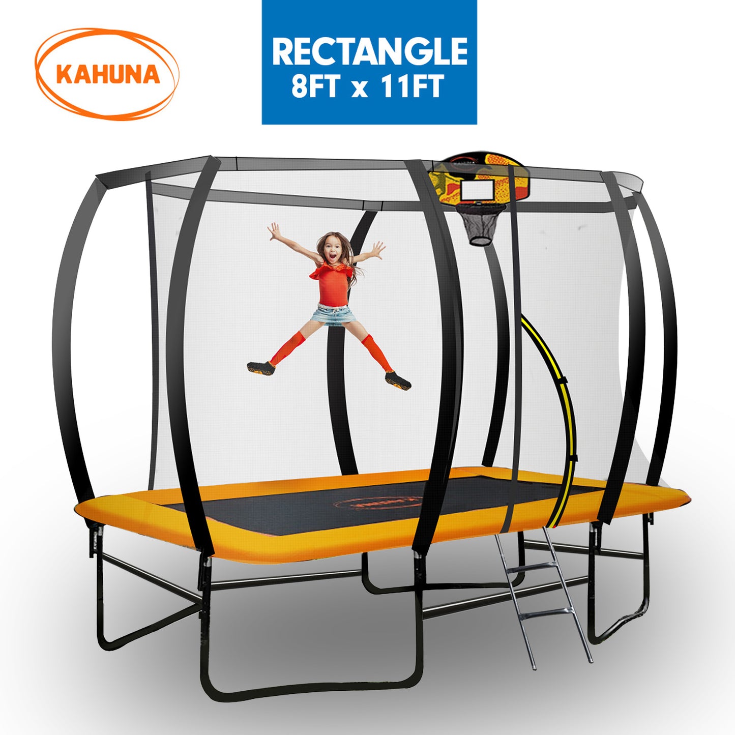 Kahuna Trampoline 8 ft x 11 ft Rectangular Outdoor Orange