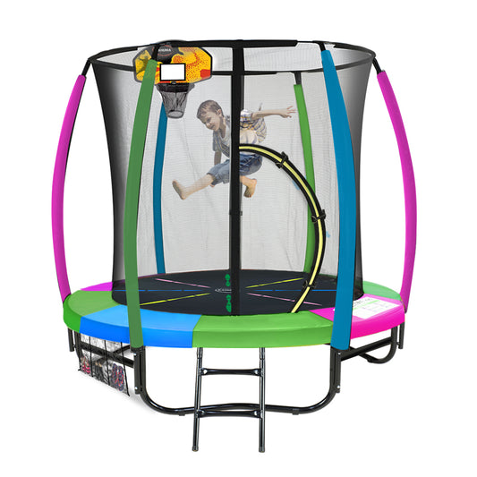 Kahuna Trampoline 6ft with Basketball Set - Rainbow