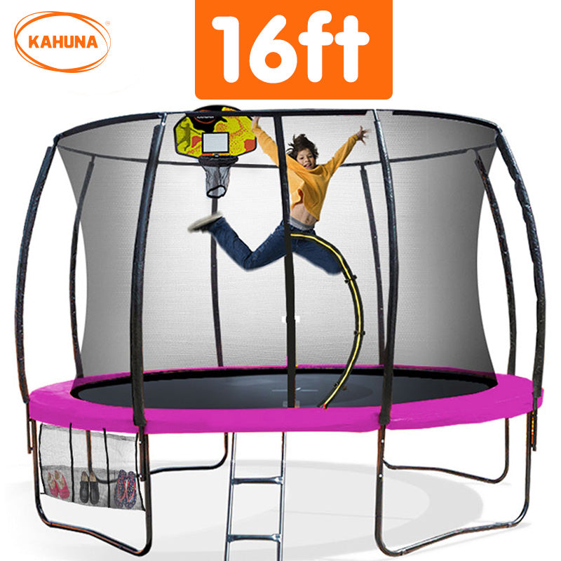 Trampoline 16ft Kahuna with Basket ball set - Pink