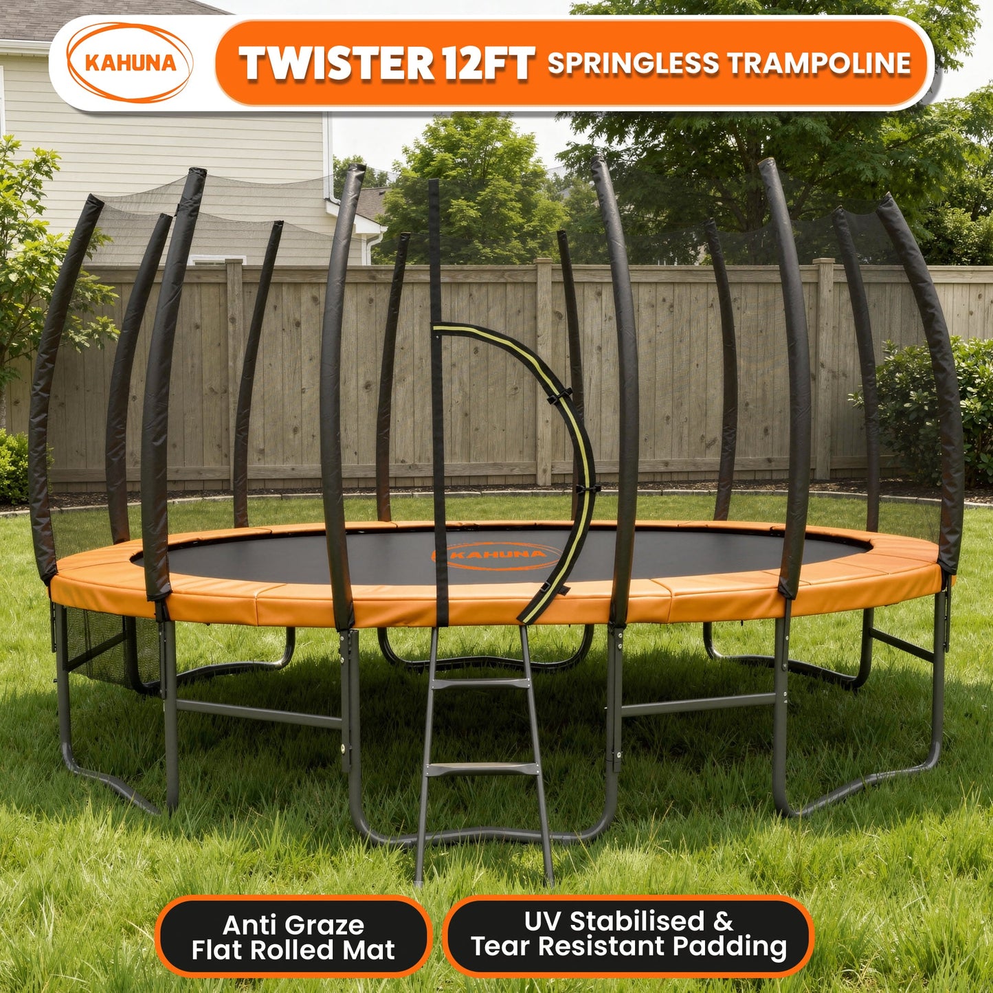Kahuna 12ft Springless Trampoline with Basketball Set