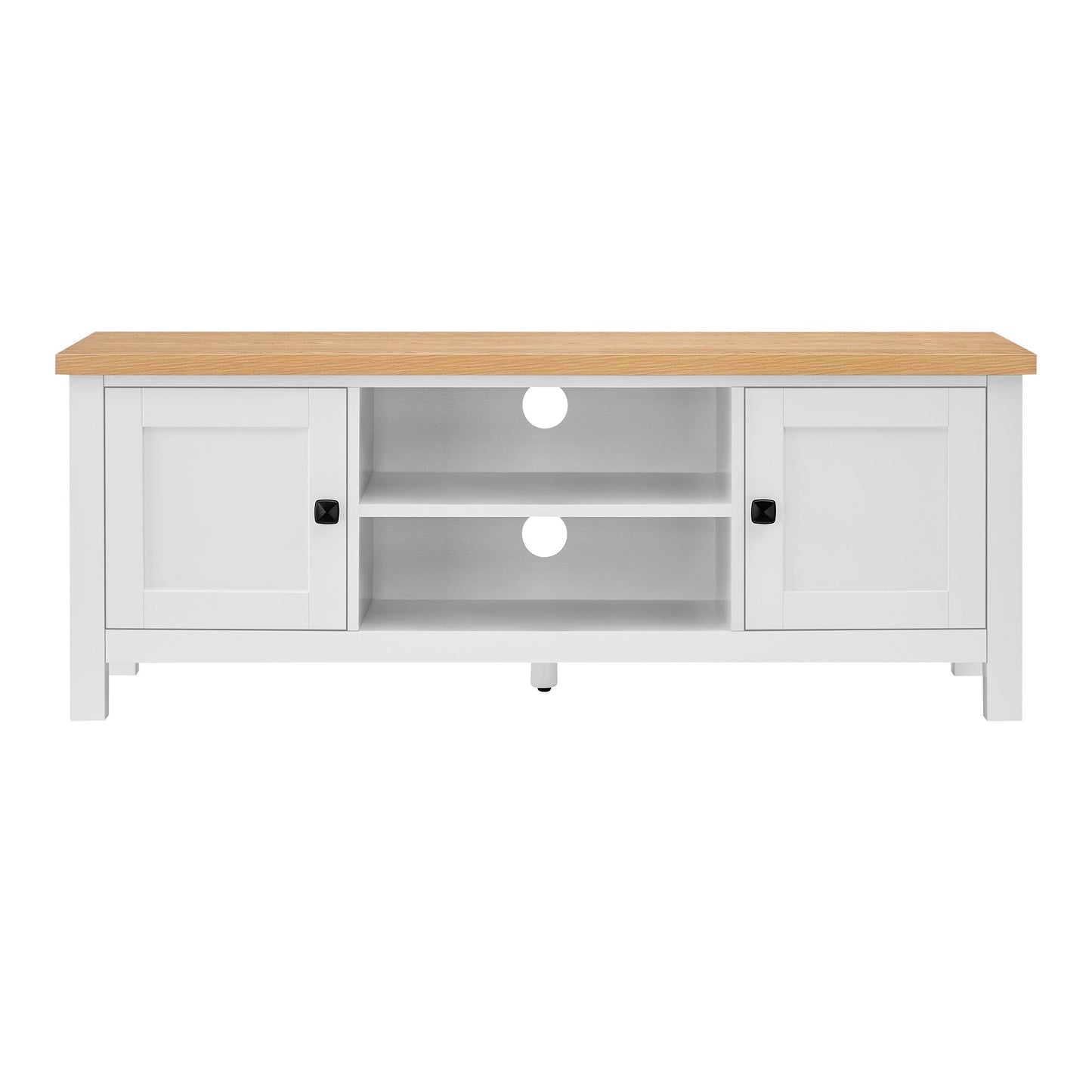 Sarantino Gio TV Stand Cabinet Cupboard in White and Natural Wood Finish