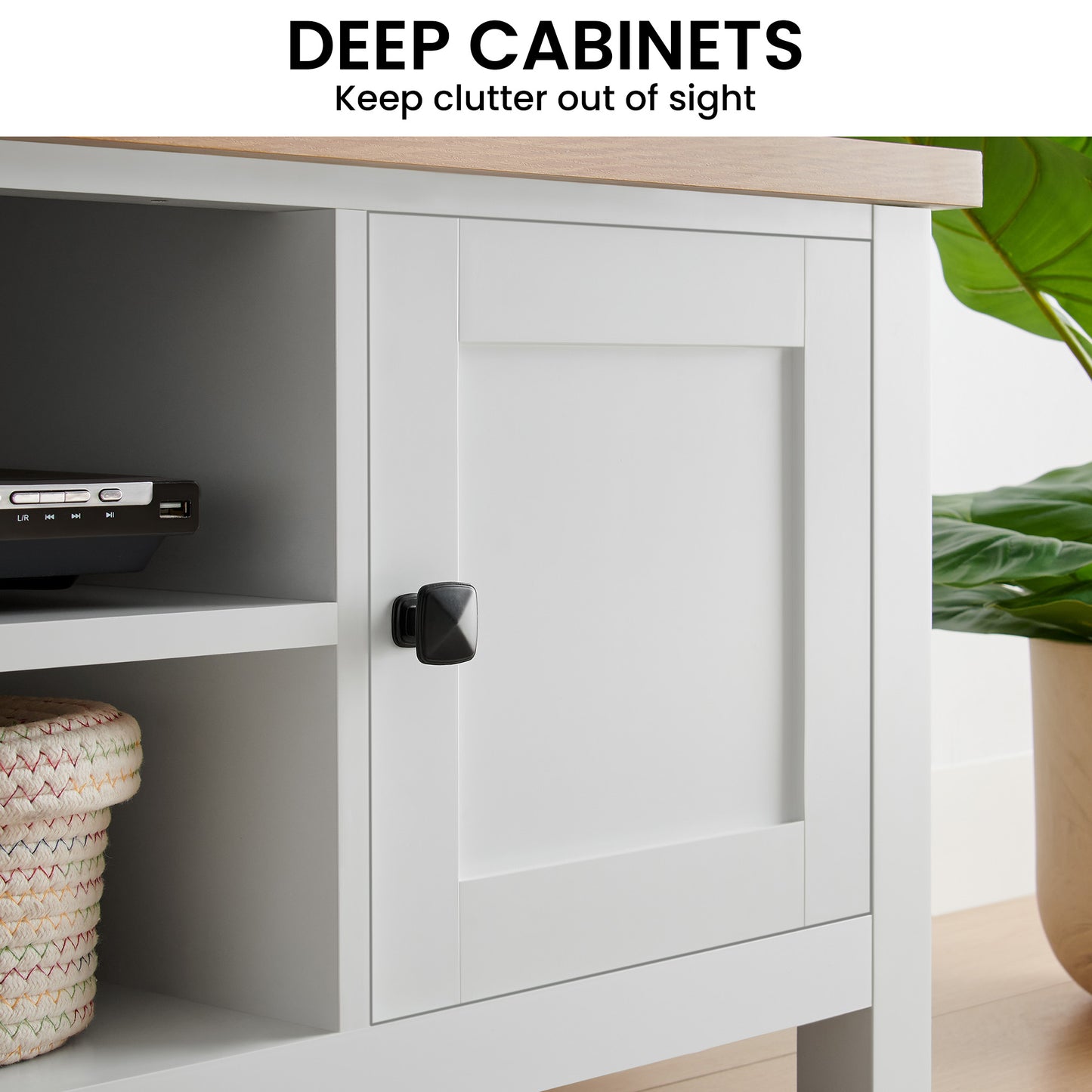 Sarantino Gio TV Stand - White/Natural