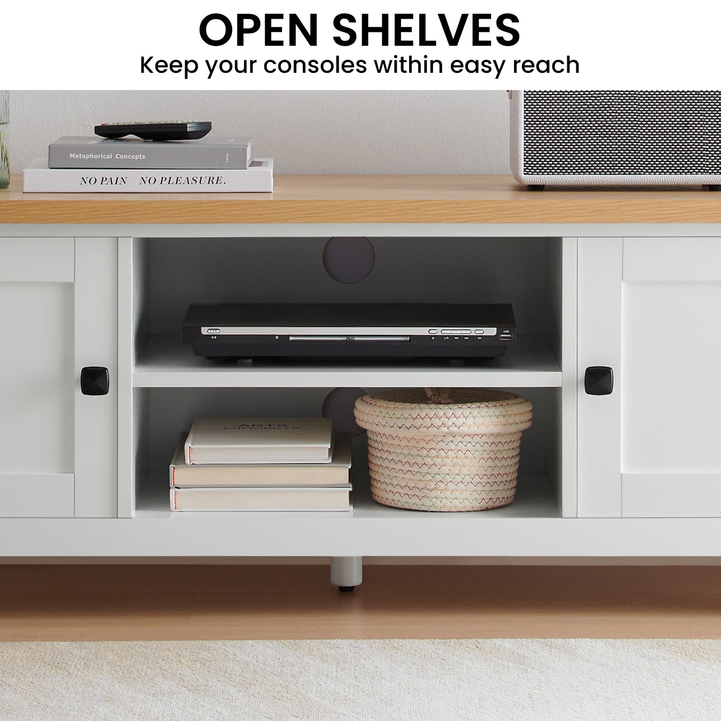 Sarantino Gio TV Stand - White/Natural