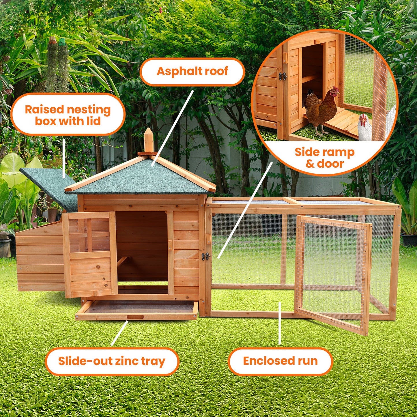 Furtastic Large Wooden Chicken Coop Rabbit Hutch Nesting Box Fir Wood