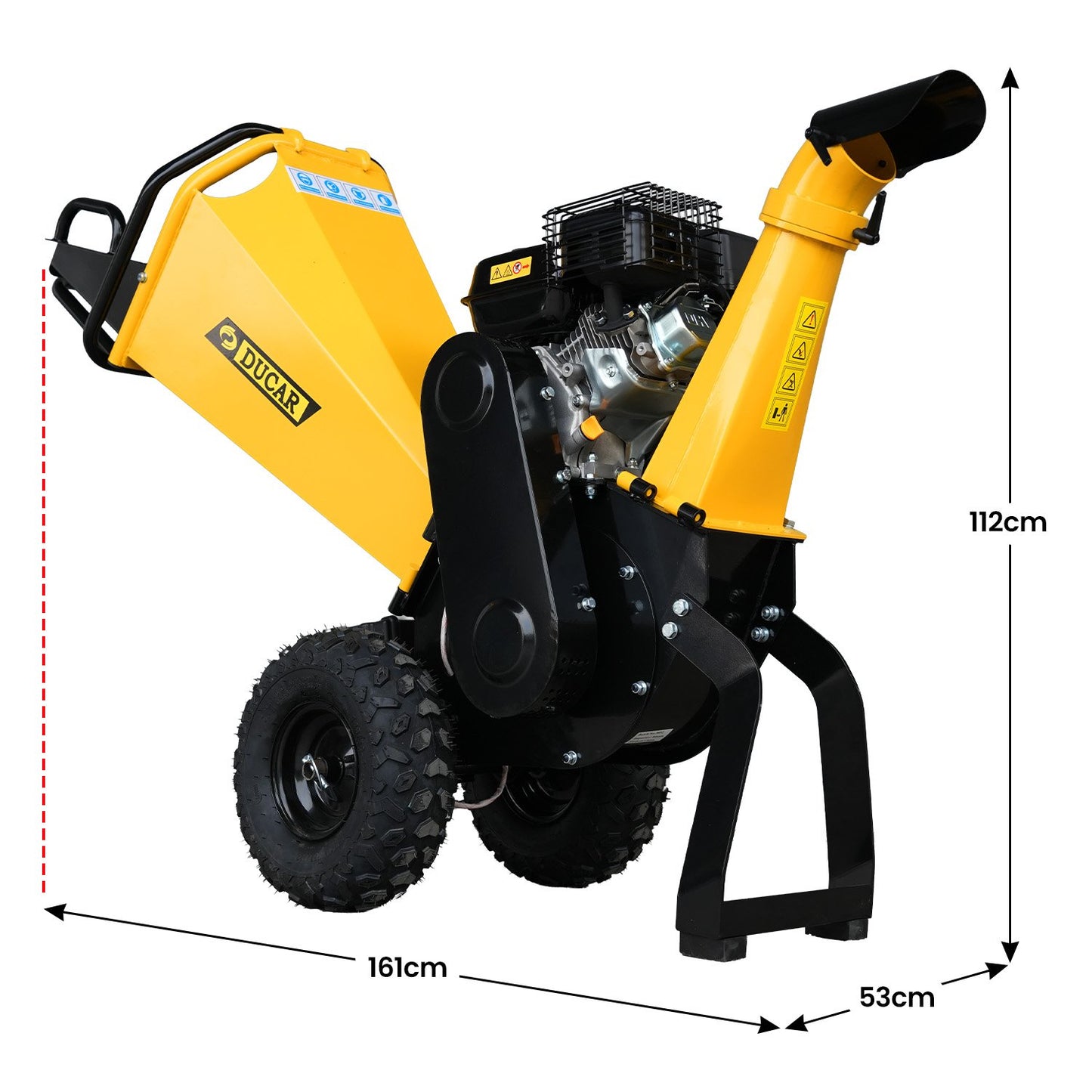 Ducar 70P 3600 RPM Wood Chipper with E-Start Shredder Mulcher Grinder Yellow Black