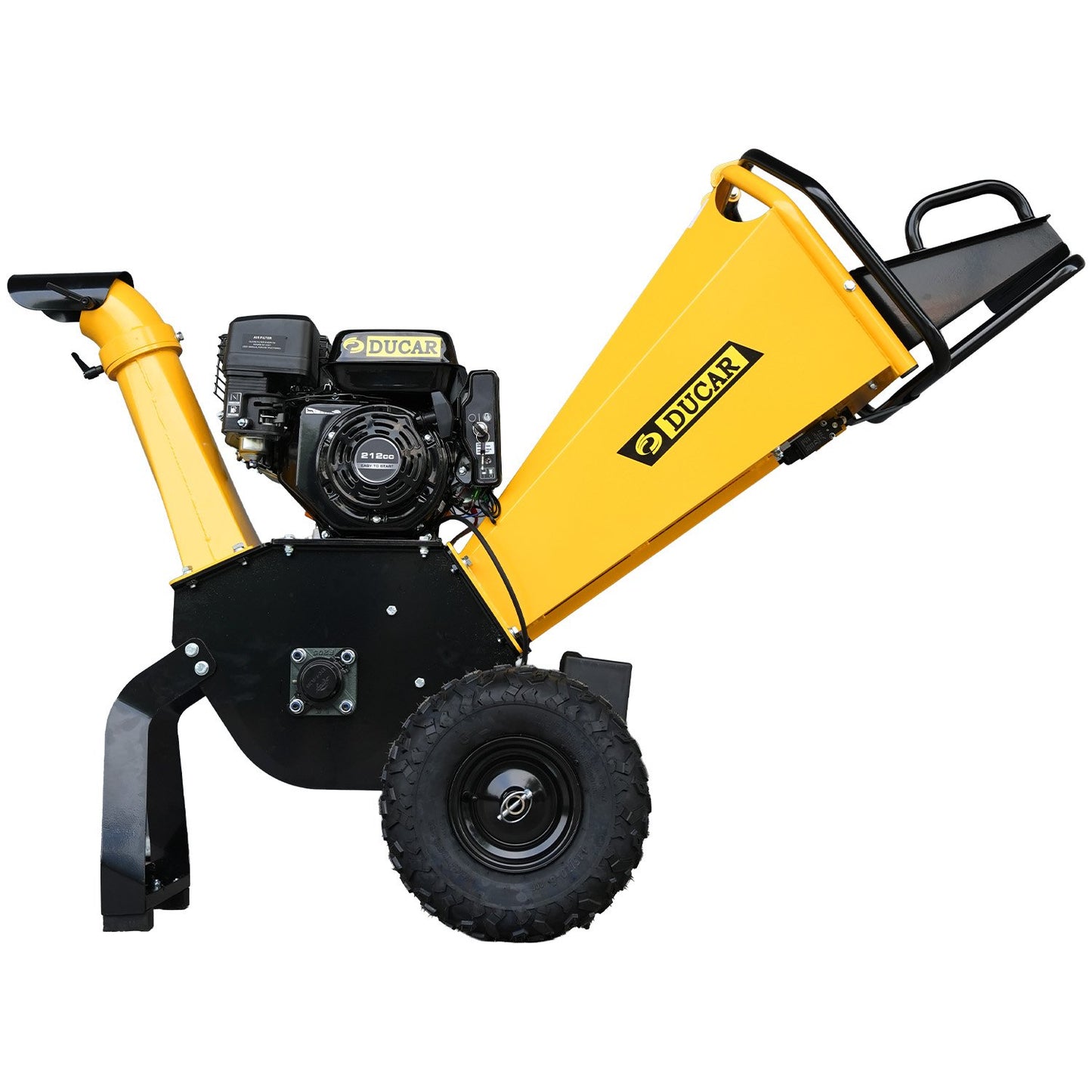 Ducar 70P 3600 RPM Wood Chipper with E-Start Shredder Mulcher Grinder Yellow Black