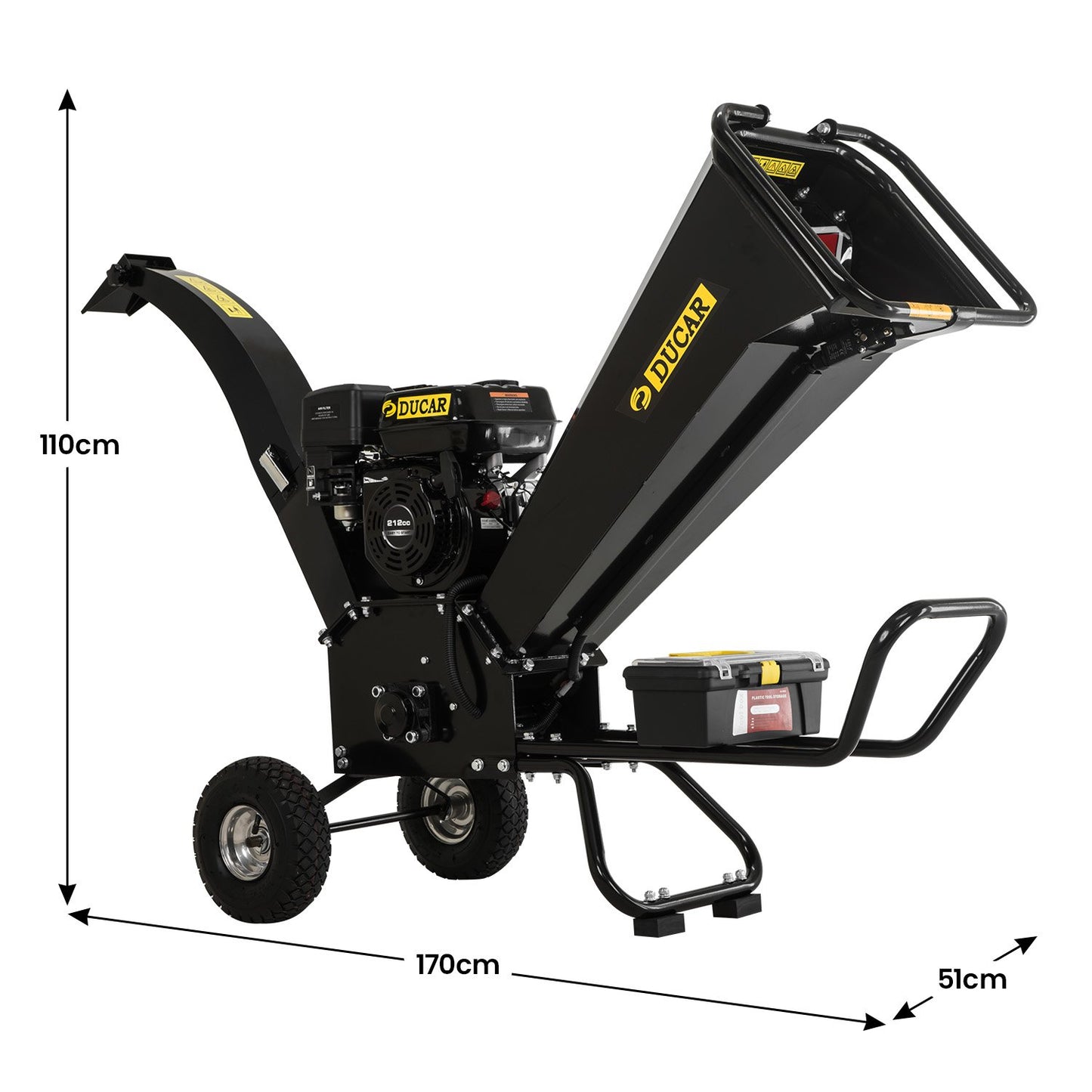 Ducar K70 7HP Wood Chipper Shredder Mulcher Grinder in Black