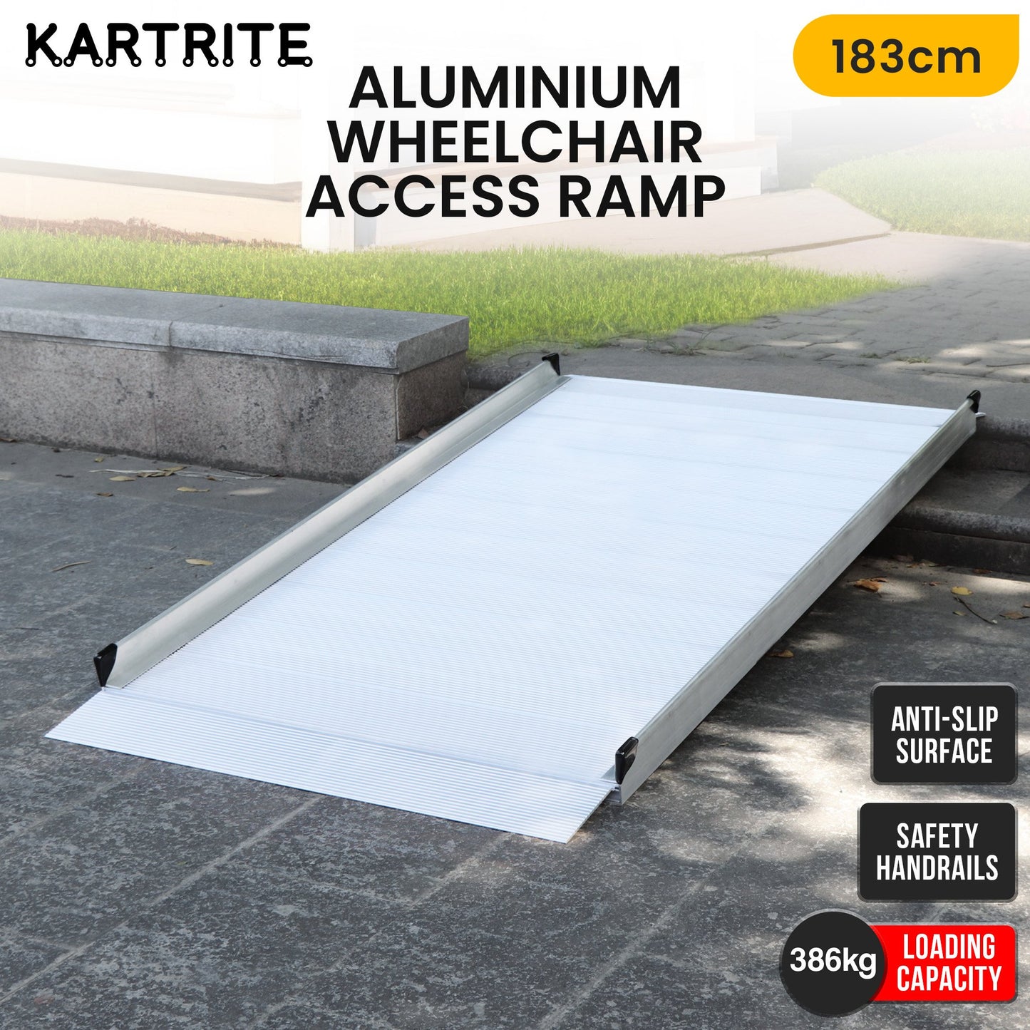 Kartrite 6ft Portable Aluminium Mobility Threshold Access Wheelchair Ramp