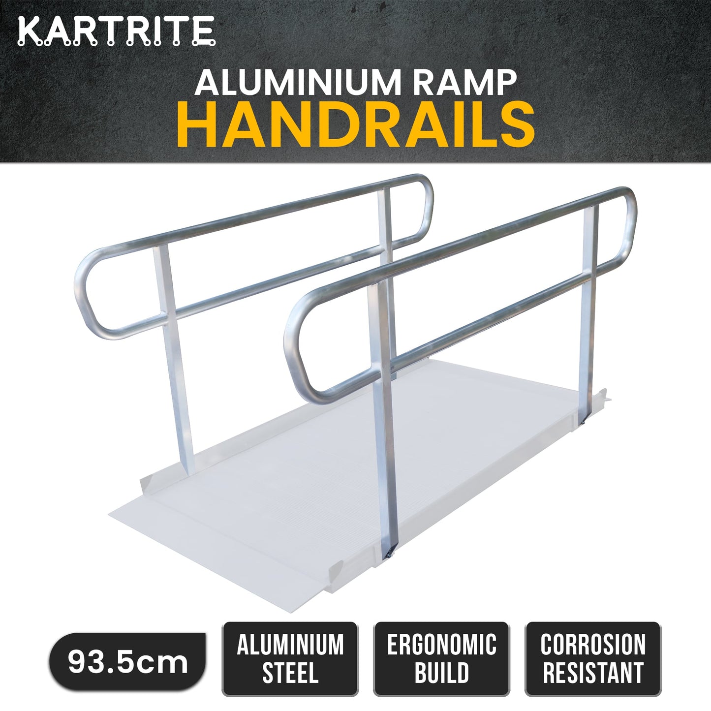 Kartrite Aluminium Safety Handrails for Kartrite 6ft Wheelchair Ramp