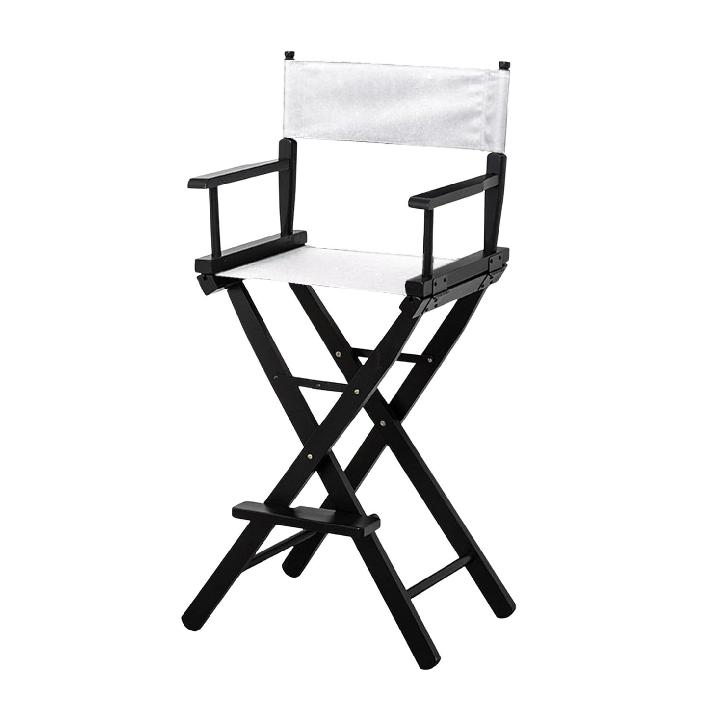 Sarantino White Tall Directors Chair Beech Wood Frame with Canvas Seat