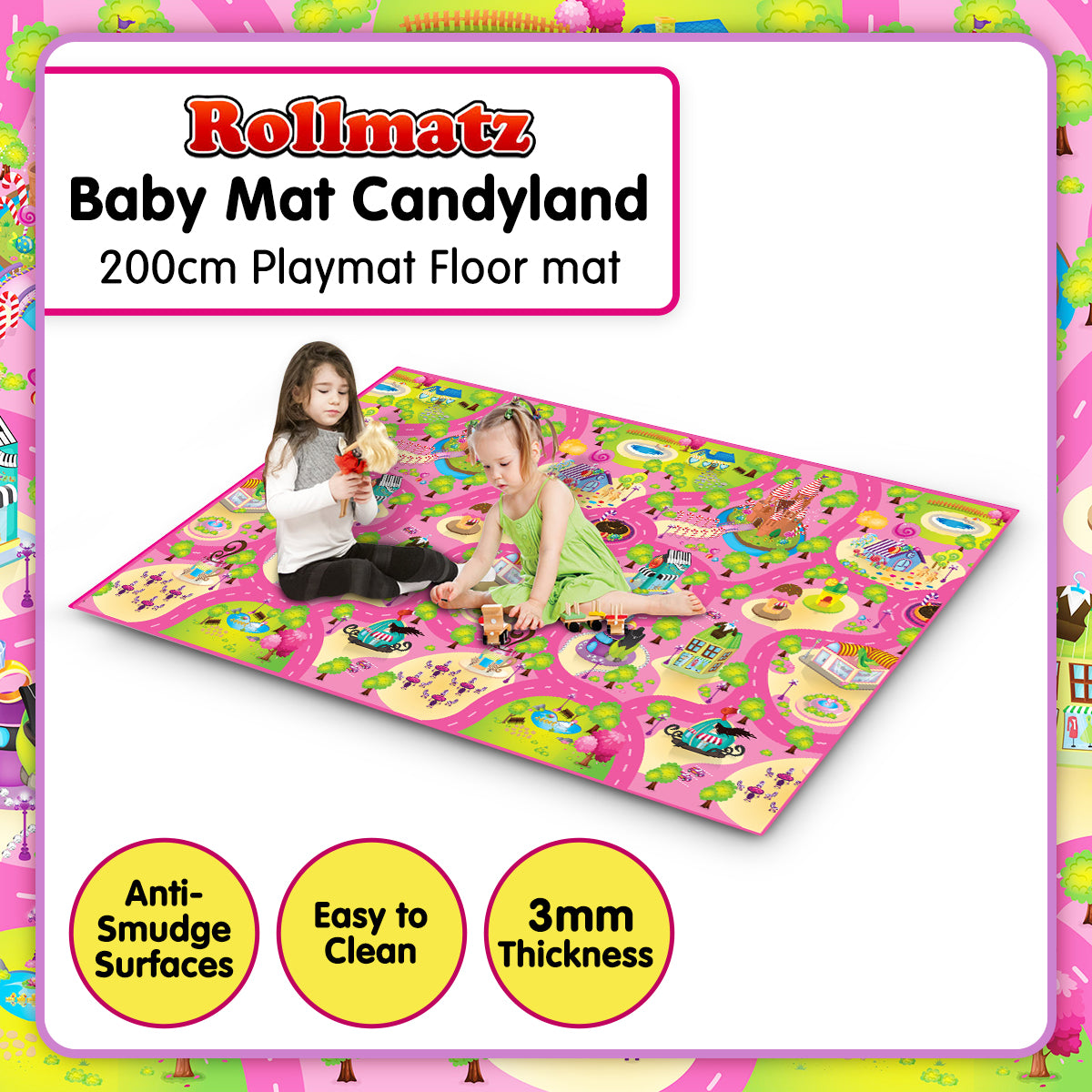 Rollmatz Candyland Baby Kids Play Floor Mat 200cm x 120cm