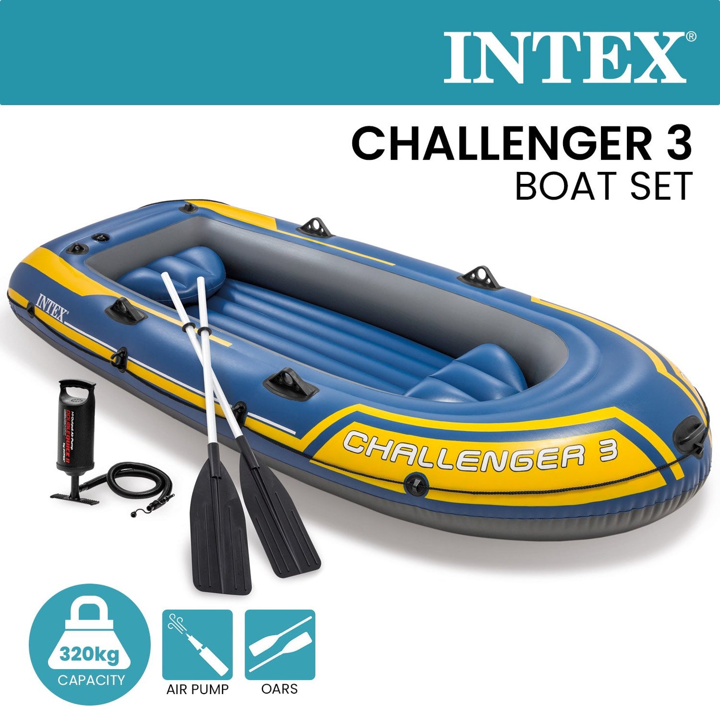 Intex 68370NP Challenger 3 Inflatable Boat Set