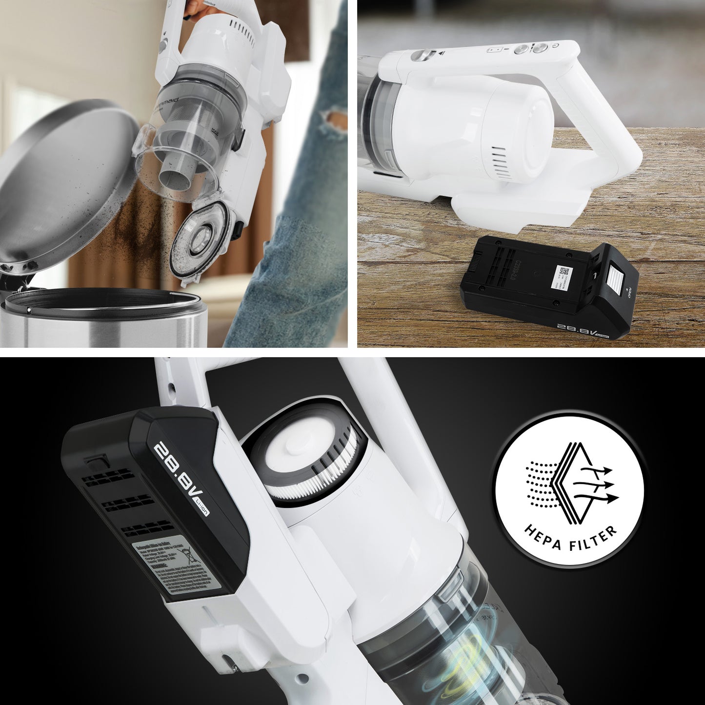 Kleenmaid Cordless Stick Vacuum Cleaner Split Wand Wet Mop CSV 3865