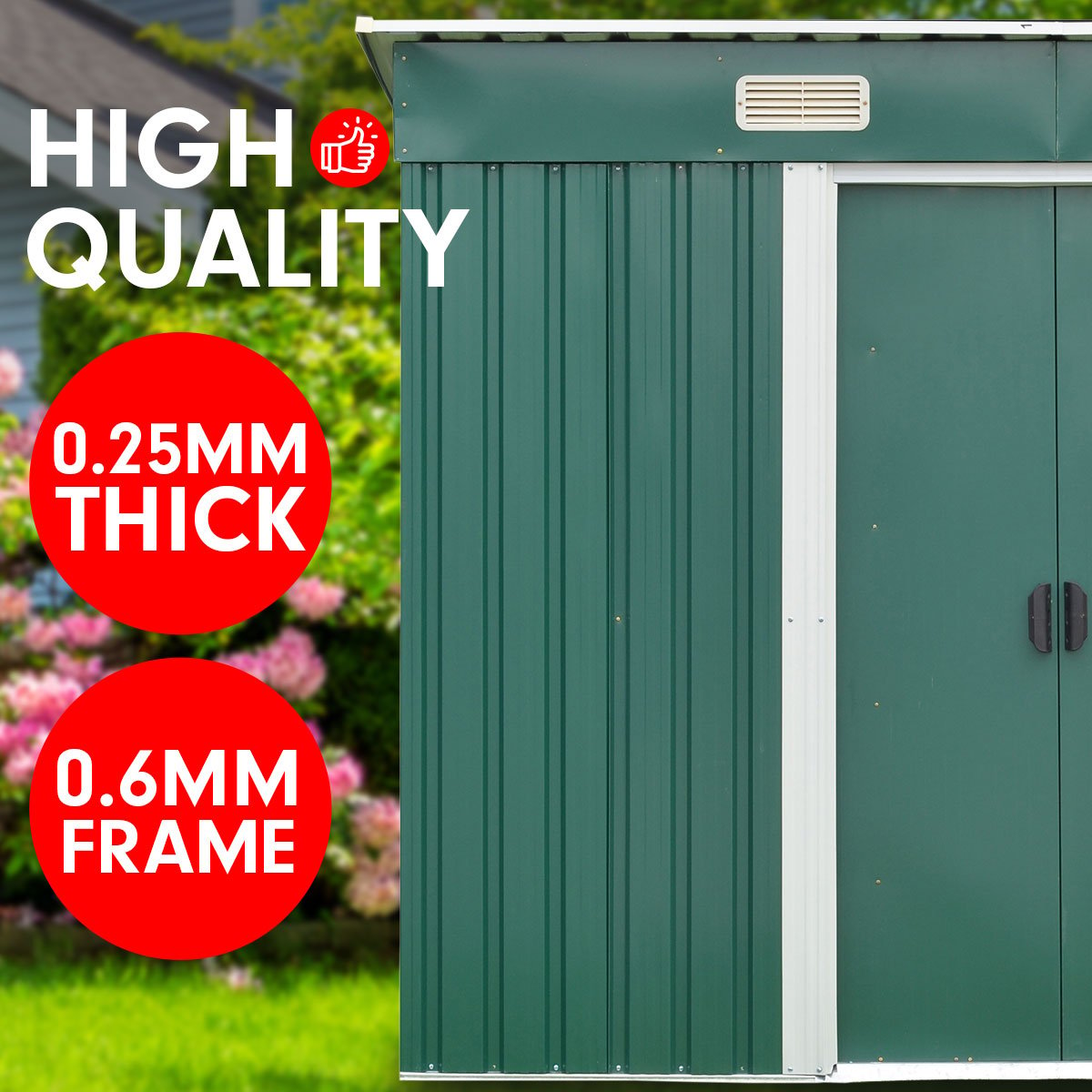 Garden Shed Flat 4ft x 6ft Outdoor Storage Shelter - Green