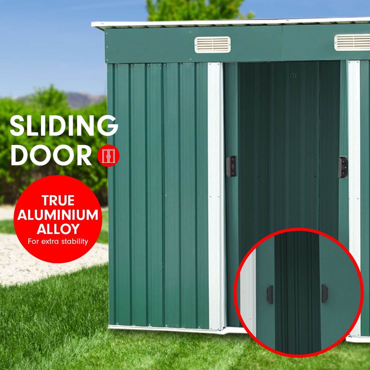 4ft x 8ft Garden Shed with Base Flat Roof Outdoor Storage - Green