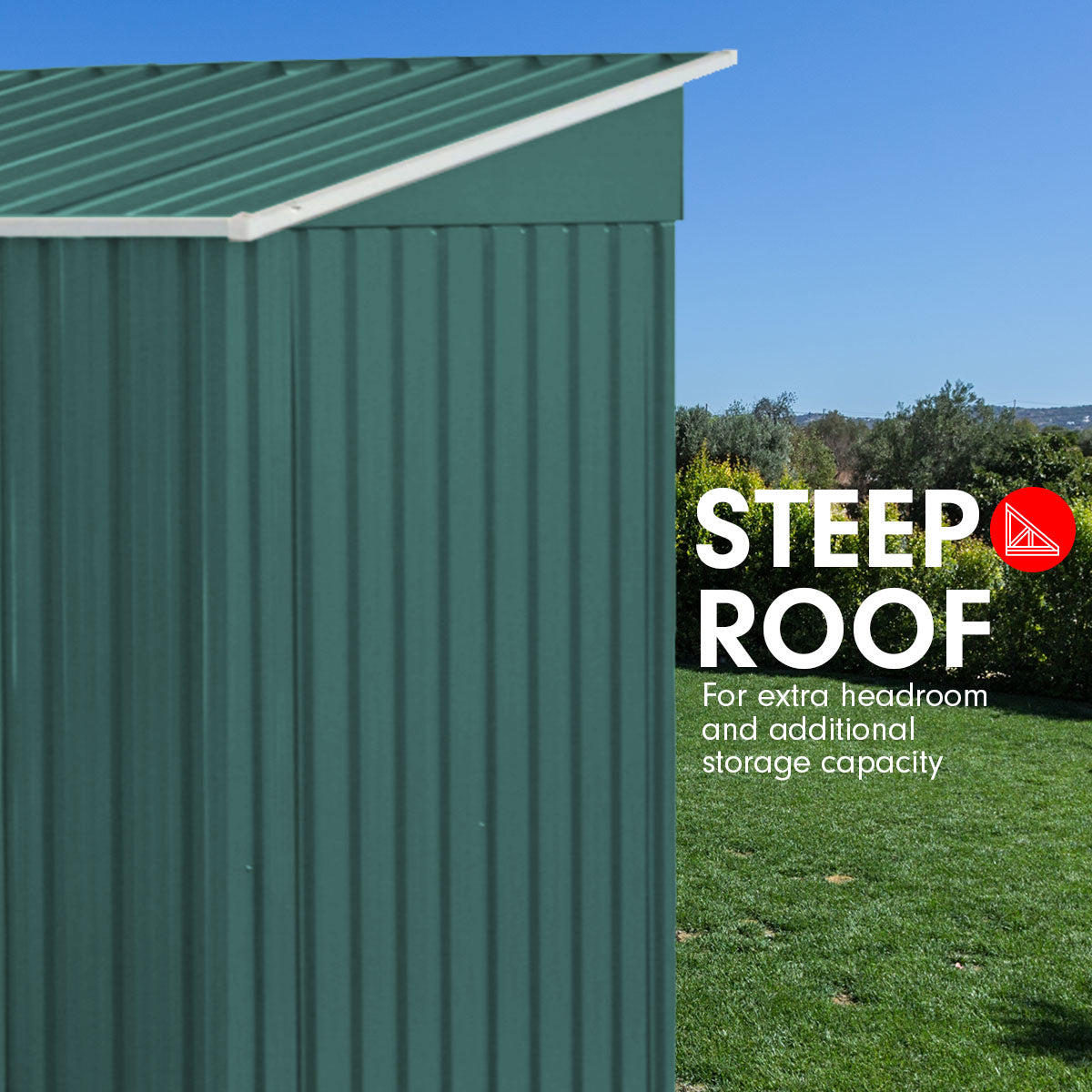 4ft x 8ft Garden Shed Flat Roof Outdoor Storage - Green