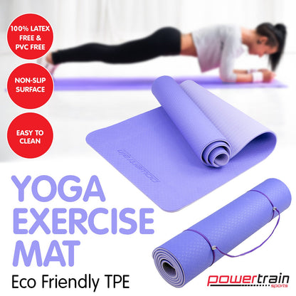 Powertrain Eco-Friendly TPE Pilates Exercise Yoga Mat 8mm Light Purple