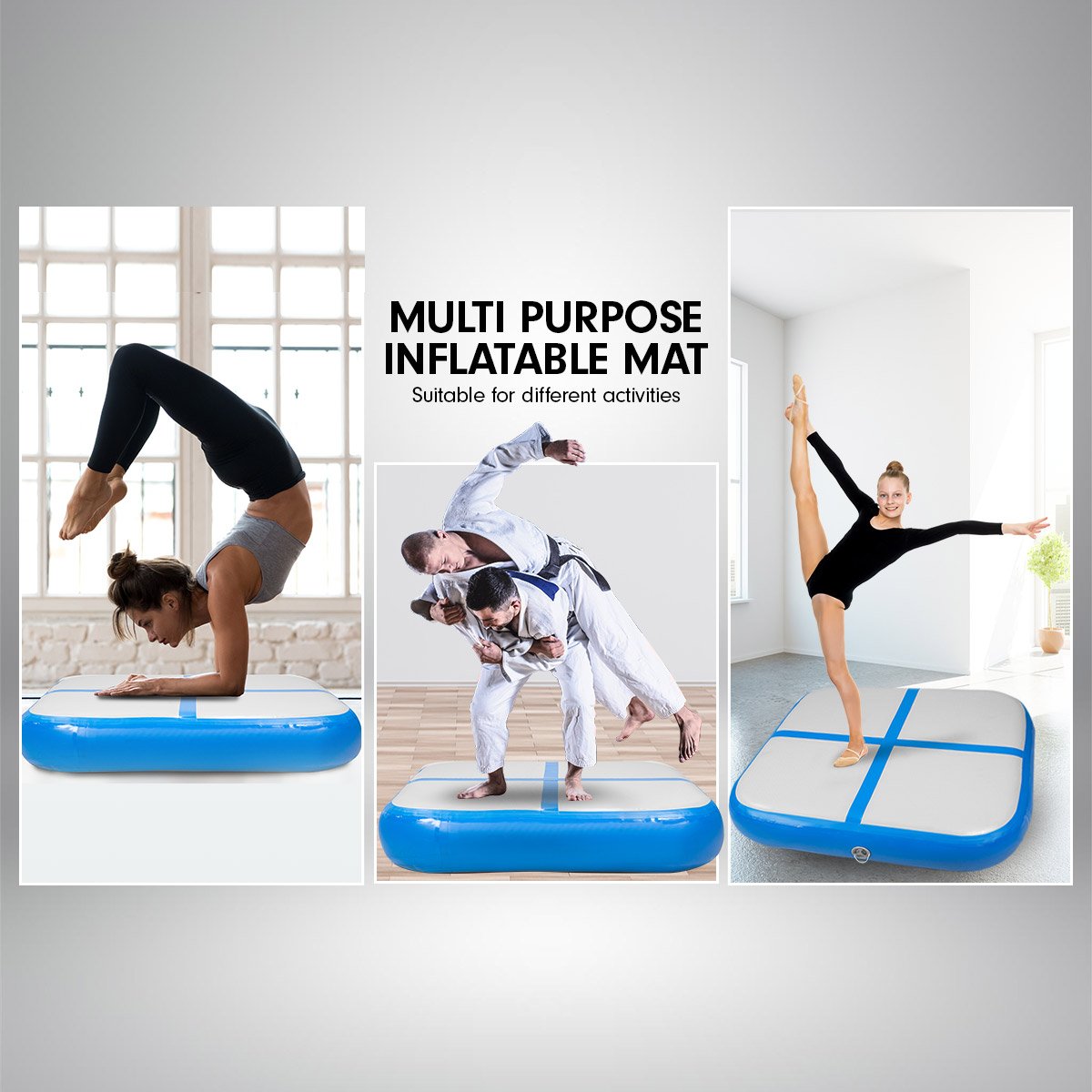 1m Air Block Track Inflatable Gymnastics Tumbling Mat Airtrack - Blue