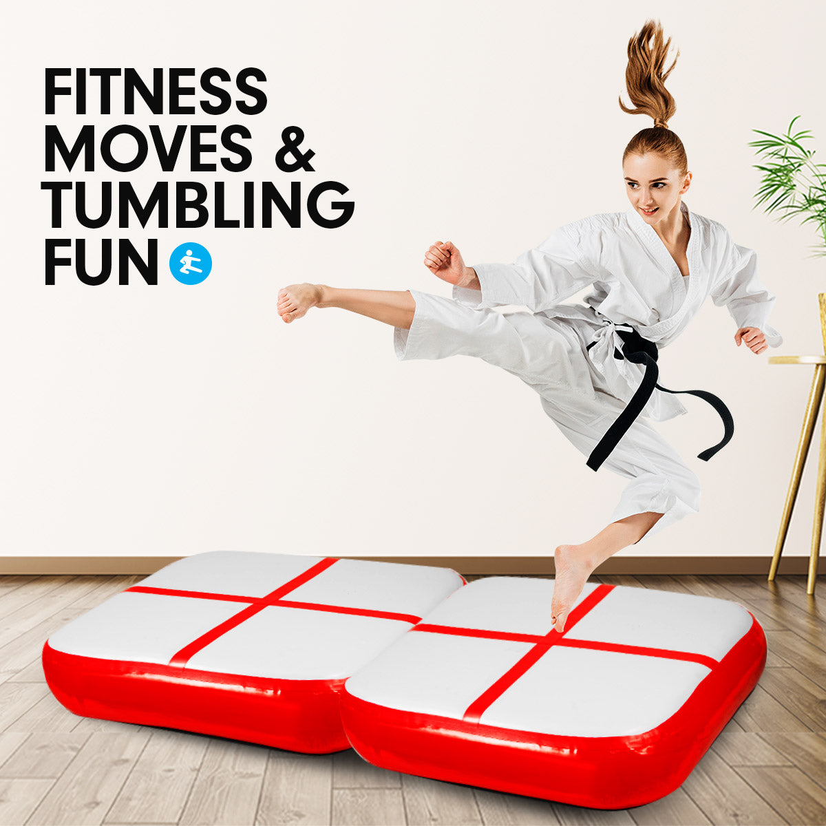 1m  Air Track Block Tumbling Mat Gymnastics Exercise - Red