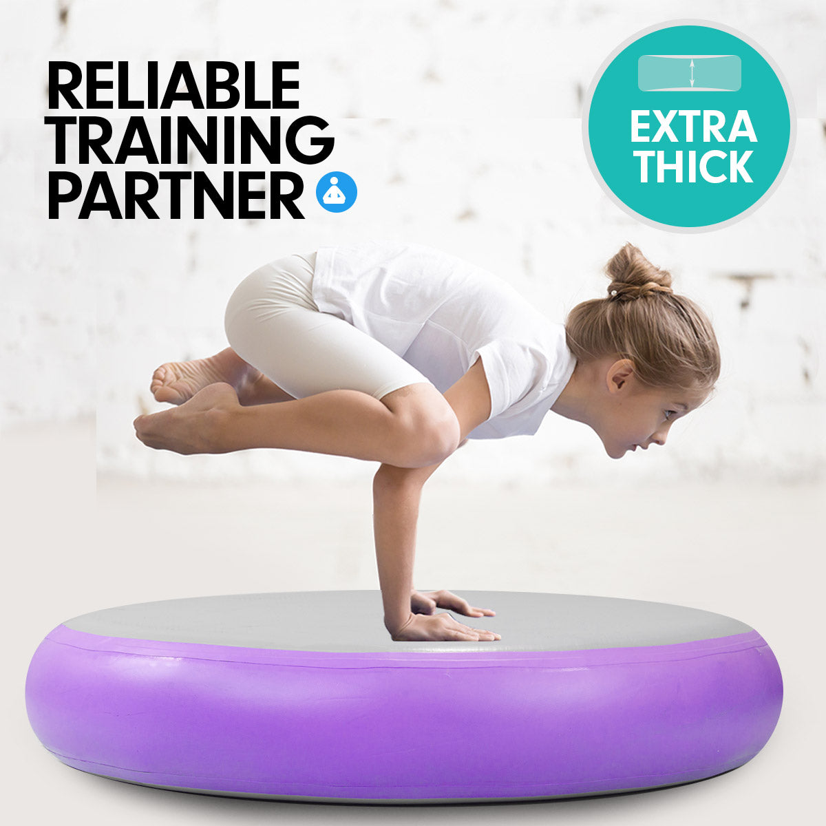 1m Air Track Spot Round Inflatable Gymnastics Tumbling Mat Purple