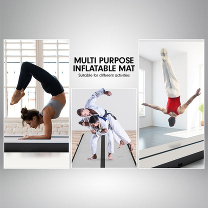 6m x 2m Air Track Gymnastics Mat Tumbling Exercise - Grey Black