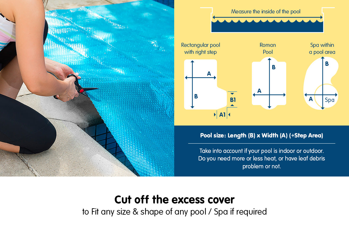 400micron Swimming Pool Roller Cover Combo - Silver/Blue - 6.5m x 3m