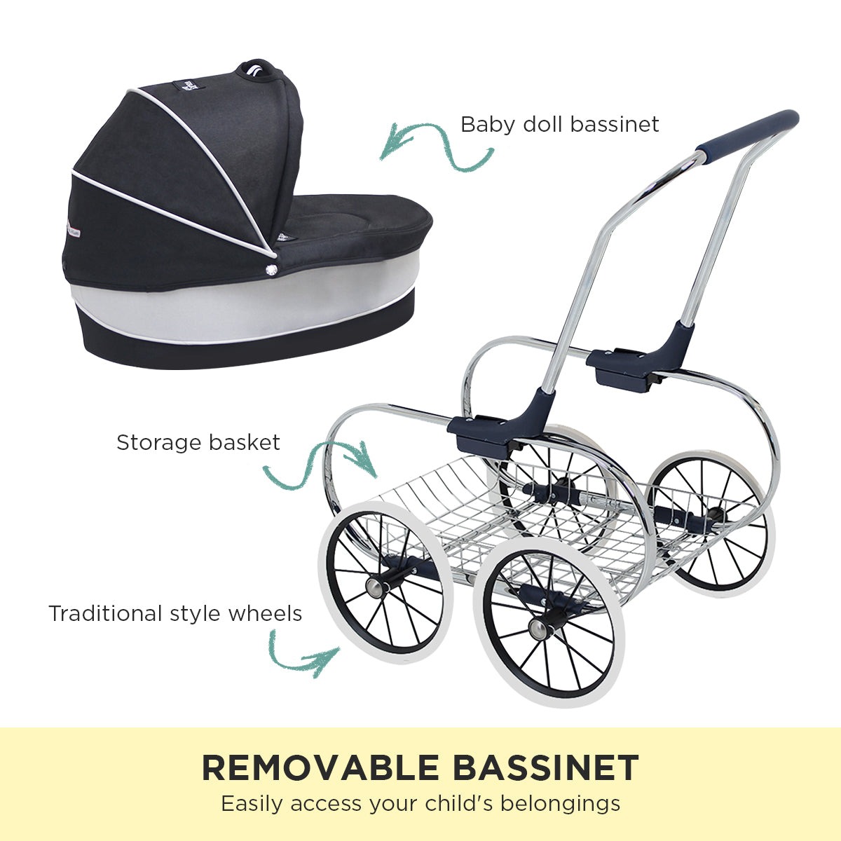 Valco Baby Princess Doll Stroller - Raven Black