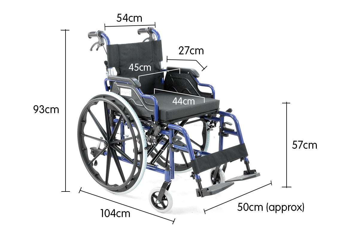 Orthonica Wheelchair Manual Mobility Aid- Lincoln Blue
