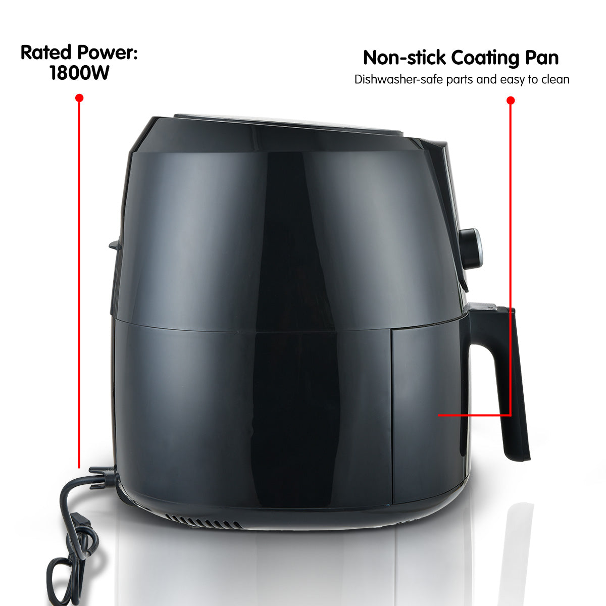 Pronti 7.2L 1800W Air Fryer Cooker Kitchen Oven Black